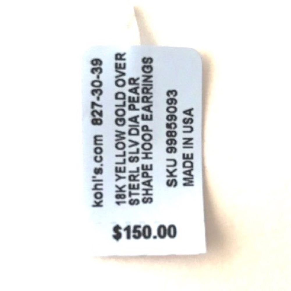 Diamond Accent Pear Hoop Earrings NWT! 18k OS - Picture 7 of 7